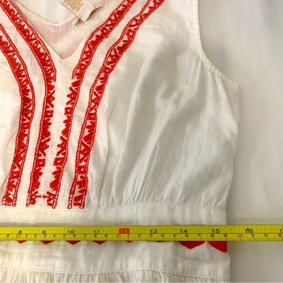 100% Cotton Embroidered Sleeveless Dress High-low Hem Boho-Chic Fit n Flare M - Picture 6 of 9